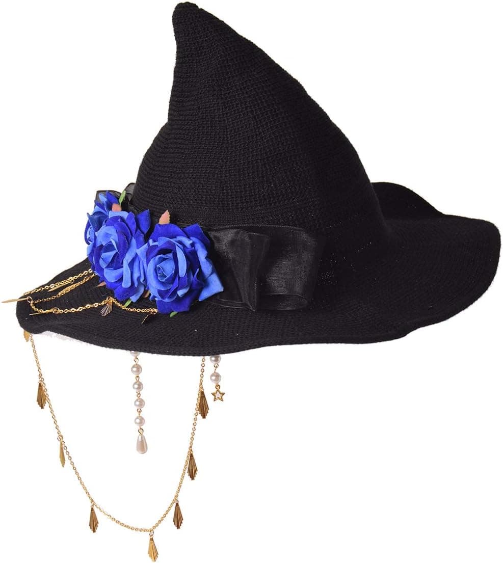BPURB Women Felt Wool Witch Hat Knitted Cap Halloween Wizard Cap Mardi Gras Hat Headwear