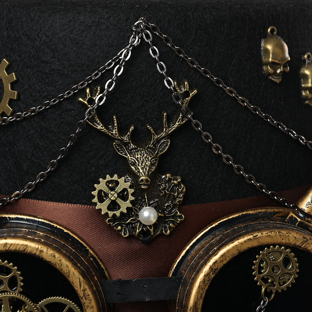 BPURB Vintage Goggles & Gear Steampunk Top Hat