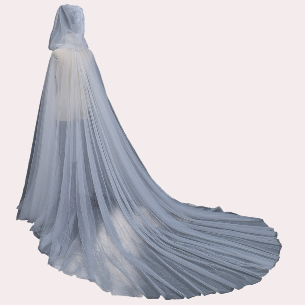 BPURB Women's Bridal & Hooded Cloak Tulle Cape